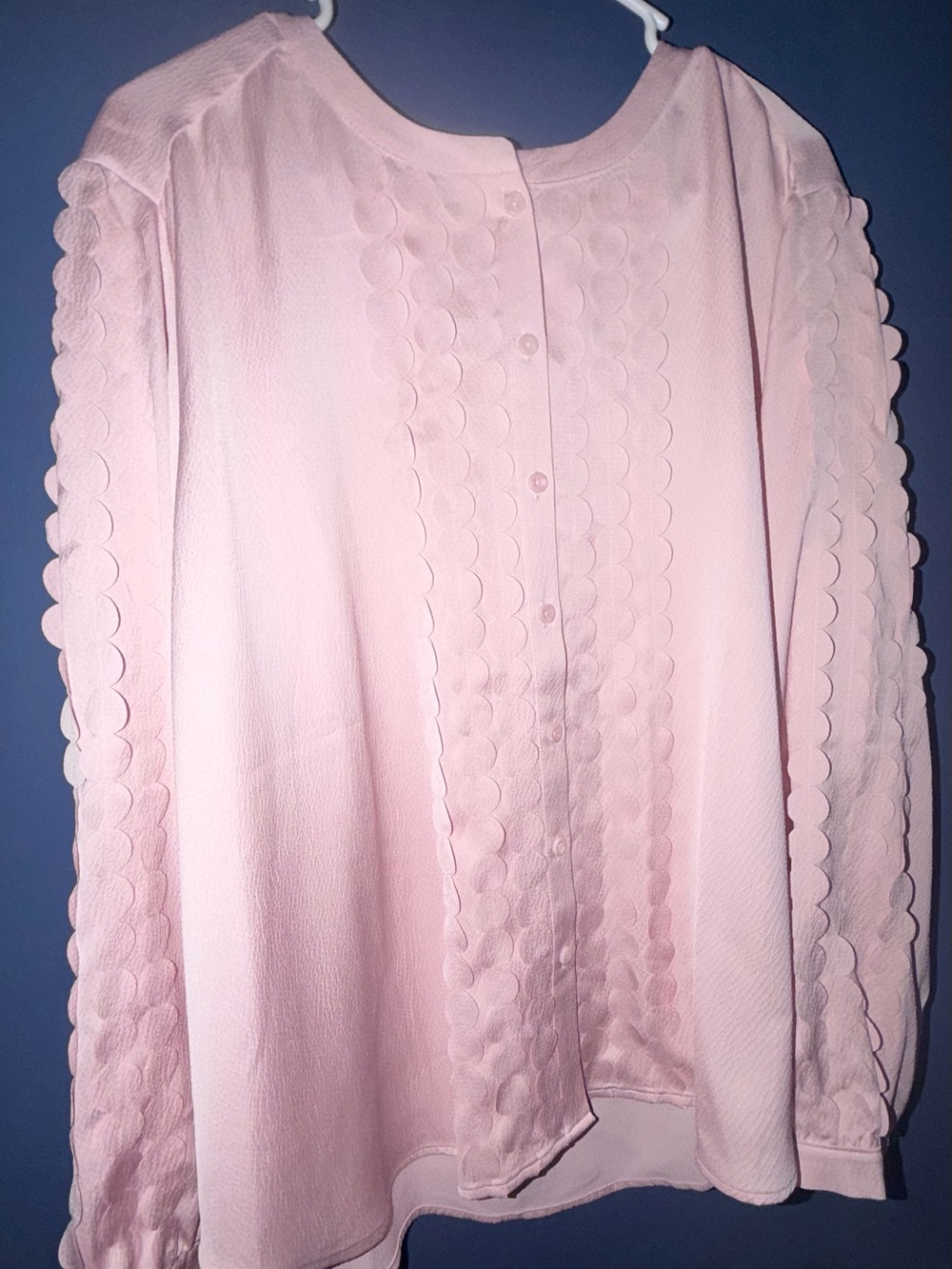 Chico’s Laser Cut Crinkle Blouse light pink size 4 or 20
